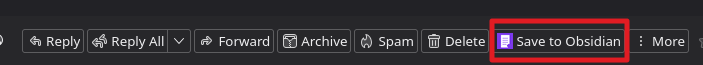 Obsidian button in Thunderbird